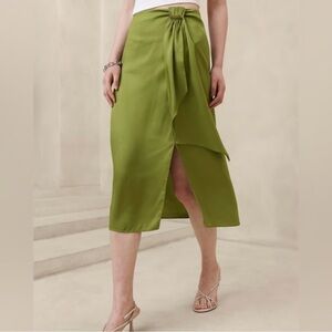 NWOT Green Slip Midi Skirt